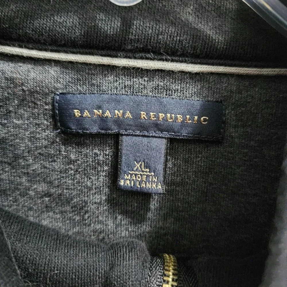 Banana Republic Black 1/4 Zip Pull Over‎ Long Sleeve Sweater Size XL 94% Cotton